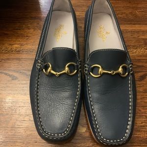 Brooks Brothers Navy Loafers with Gold Detail